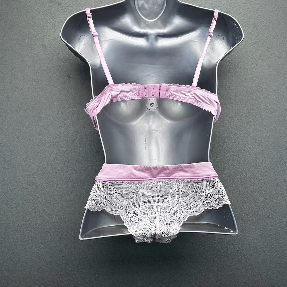 Sixty Eight Pink Lace Push Up Bra Panty Set Lingerie 36B - Picture 2 of 10